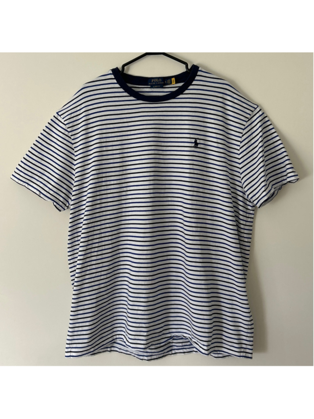 Men's Polo Ralph Lauren Striped Short Sleeve Tee White Blue Size XL